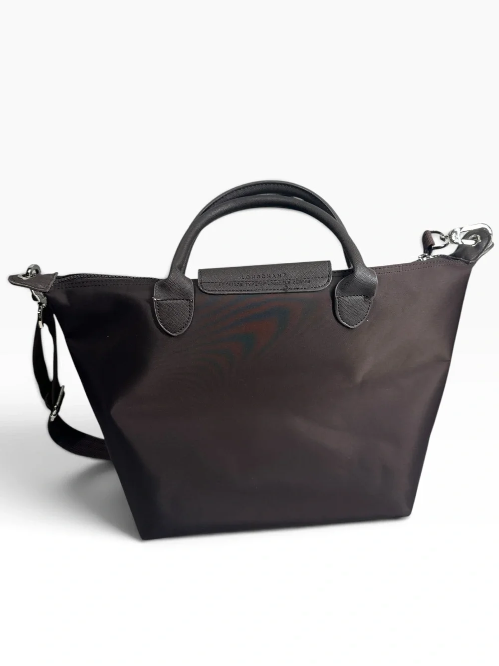 LONGCHAMP Le Pliage Original Dark Brown Tote Silver Hardware
